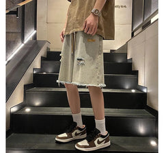 Mid Rise Washed Denim Shorts