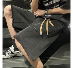 Mid Rise Washed Denim Shorts