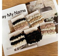 Set of 4: Shirred Silk Hair Tie (various designs)