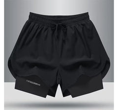 Drawstring Waist Mock Two-Piece Running Shorts