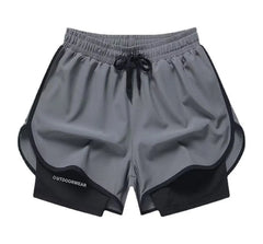 Drawstring Waist Mock Two-Piece Running Shorts