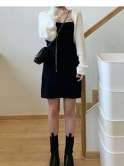 Puff-Sleeve Plain Knit Shrug