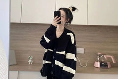 Maternity V-Neck Striped Cardigan