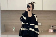 Maternity V-Neck Striped Cardigan