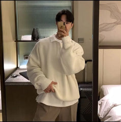 Long-Sleeve Plain Polo-Neck Sweater