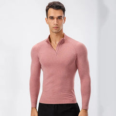 Long-Sleeve Half Zip Plain Sports Top