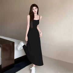 Spaghetti Strap Plain Maxi A-Line Dress