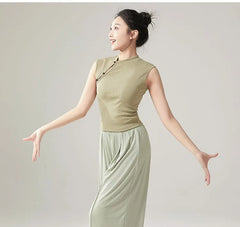 Flared-Sleeve Plain Dance Top / Tank Top