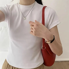 Short-Sleeve Crew Neck Plain T-Shirt