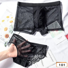 Couple Matching Set: Mesh Boxer Briefs + Panty