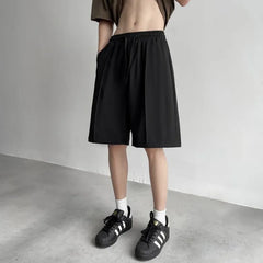 Drawstring Waist Plain Wide Leg Shorts