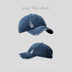 Washed Distressed Denim Baseball Cap