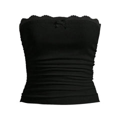 Lace-Trim Accent Plain Tube Top