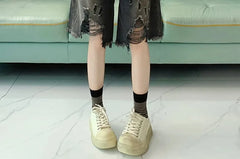 Mid Rise Washed Distressed Denim Wide Leg Shorts