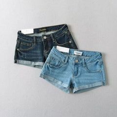 Low Rise Denim Hot Pants