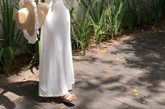 Spaghetti Strap Plain Ruffle Maxi Sundress