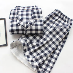Couple Matching Pajama Set: Short-Sleeve Plaid Button Top + Shorts (Various Designs)