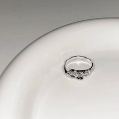 Irregular Rhinestone Ring / Open Bangle / Set