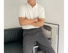 Short Sleeve Cable Knit Polo Shirt