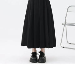 High Rise A-Line Pleated Maxi Skirt