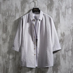 3/4-Sleeve Plain Shirt
