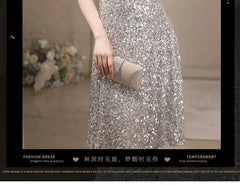 Halter Sequin Strappy A-Line Dress