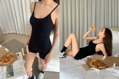 Spaghetti Strap Scoop Neck Plain Romper