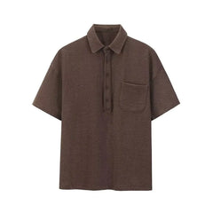 Elbow-Sleeve Plain Polo Shirt