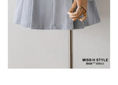 High Waist Plain Pleated Mini A-Line Skirt