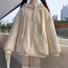 Plain Zip Oversized Hoodie