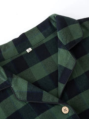 Couple Matching Pajama Set: Long-Sleeve Plaid Top + Pants