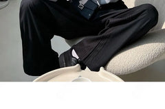 Unisex High-Waist Striped Loose-Fit Suit Pants