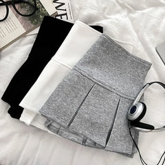 Low Waist Plain Pleated Mini A-Line Skirt