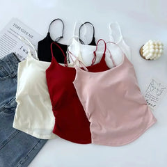 Plain Ruched Padded Cami Top