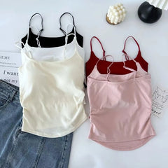 Plain Ruched Padded Cami Top