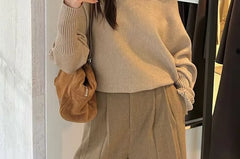 Off Shoulder Plain Sweater
