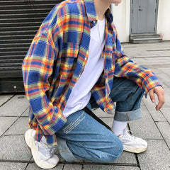 Long-Sleeve Plaid Pocket Detail Shirt