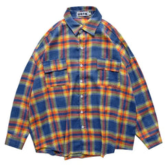Long-Sleeve Plaid Pocket Detail Shirt