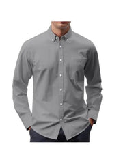 Long-Sleeve Plain Button-Up Shirt