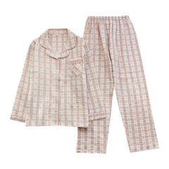 Couple Matching Pajama Set: Long-Sleeve Plaid Top + Pants
