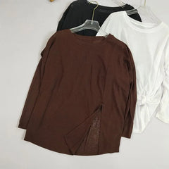 Long-Sleeve Crewneck Plain Sports Top