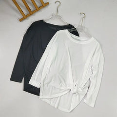 Long-Sleeve Crewneck Plain Sports Top