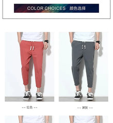 Drawstring Waist Plain Cropped Harem Pants
