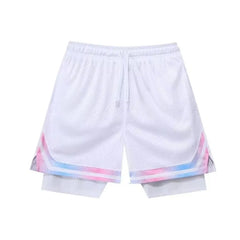 Mock Two-Piece Drawstring Waist Sweatshorts