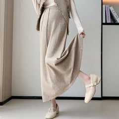 Maternity Drawstring Waist Plain Maxi A-Line Skirt