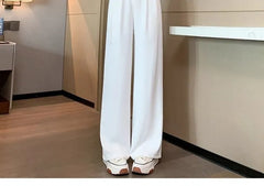 High Rise Plain Frog Button Wide Leg Dress Pants