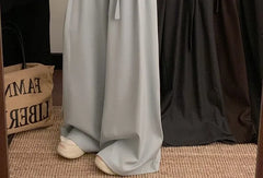 High Waist Plain Tie Waist Wide Leg Pants