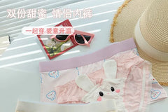 Couple Matching Set: Rabbit Print Boxer Brief + Panty
