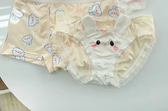 Couple Matching Set: Rabbit Print Boxer Brief + Panty