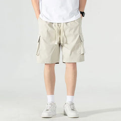 Mid Rise Plain Cargo Shorts